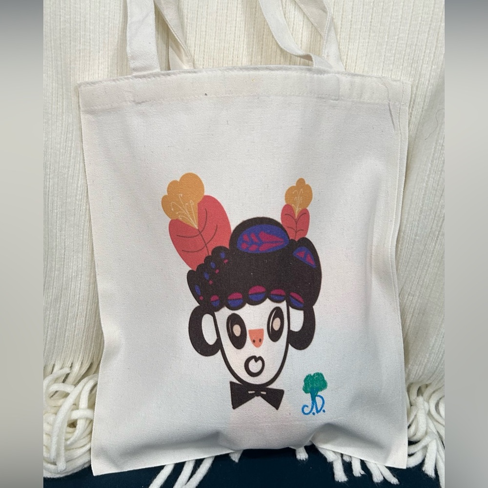 Canvas tote bag with original artwork. Cute flower girl with bow tie . 🧒 💐 🤵‍♀️